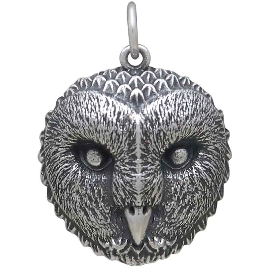 Sterling Silver Barn Owl Face Charm