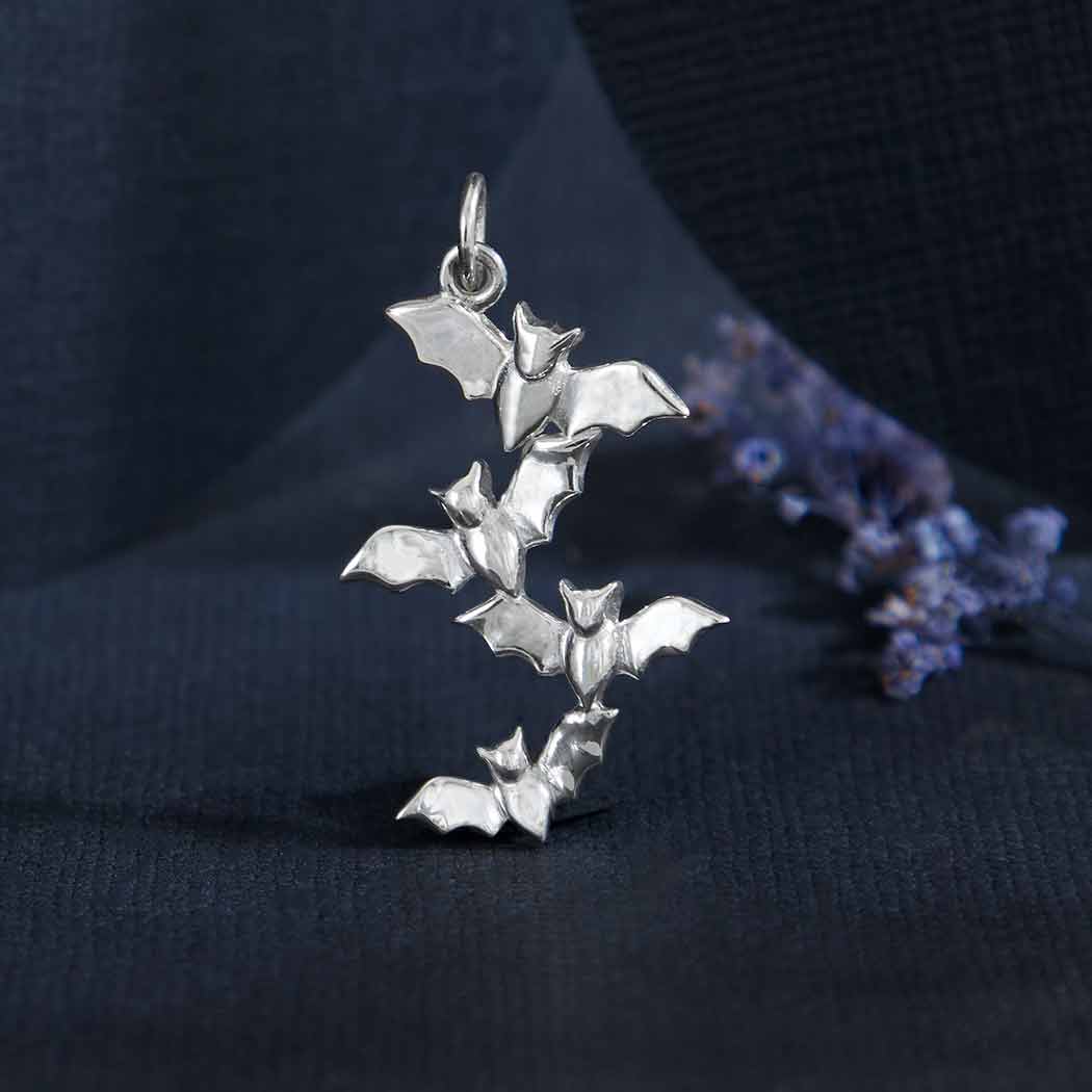 Sterling Silver Bat Cluster Charm - Poppies Jewelry