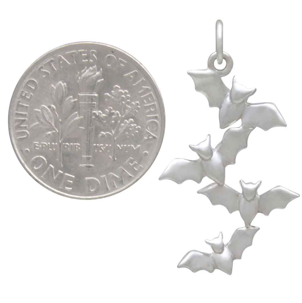 Sterling Silver Bat Cluster Charm - Poppies Jewelry