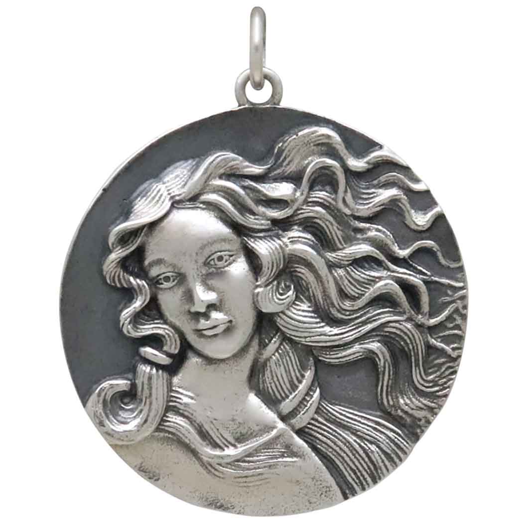 Sterling Silver Birth of Venus Portrait Pendant - Poppies Jewelry