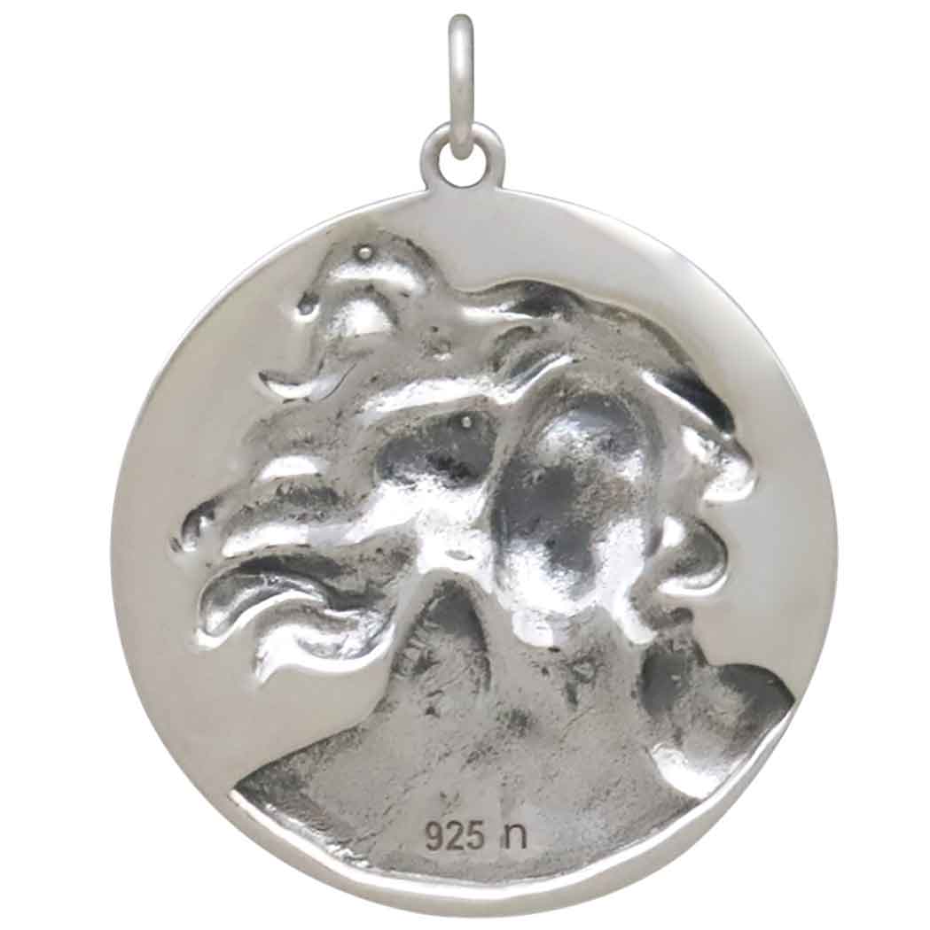 Sterling Silver Birth of Venus Portrait Pendant - Poppies Jewelry
