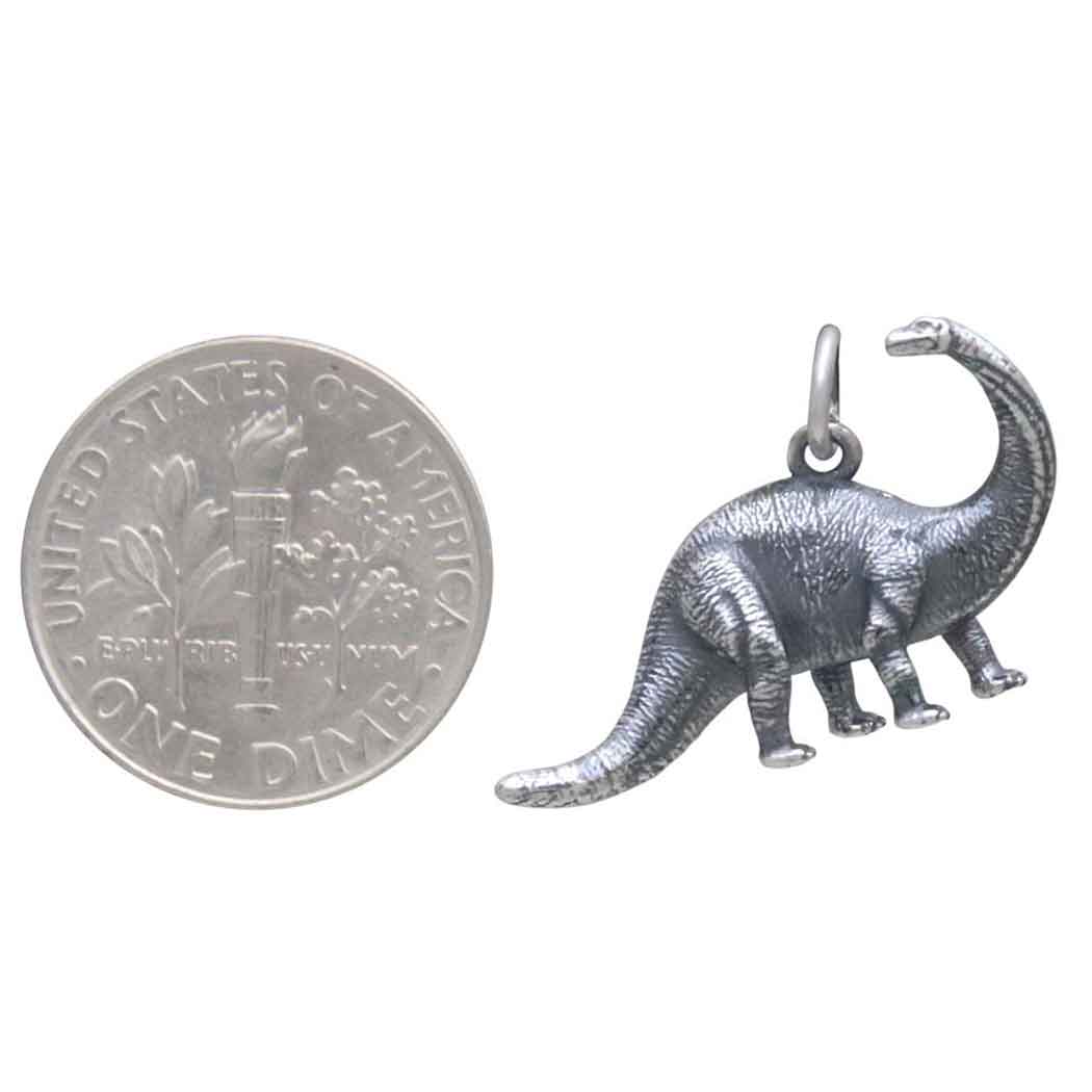 Sterling Silver Brontosaurus Dinosaur Charm - Poppies Jewelry