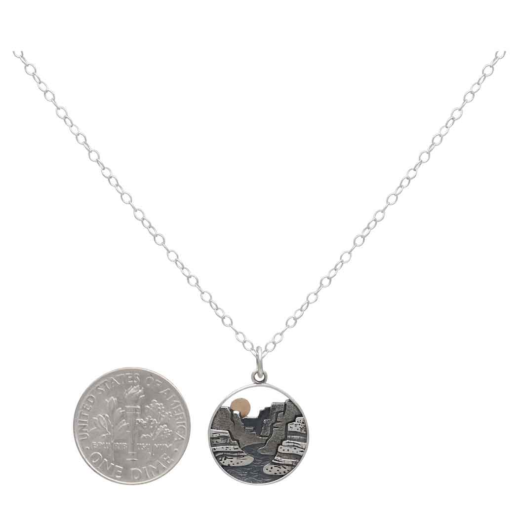 Sterling Silver Layer Canyon Necklace with Bronze Sun - Poppies Beads N' More