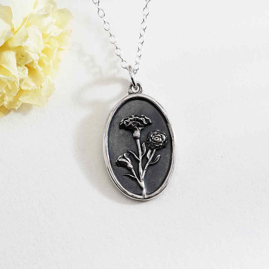 Sterling Silver Daisy Birthflower Necklace - January - Poppies Beads N' More 