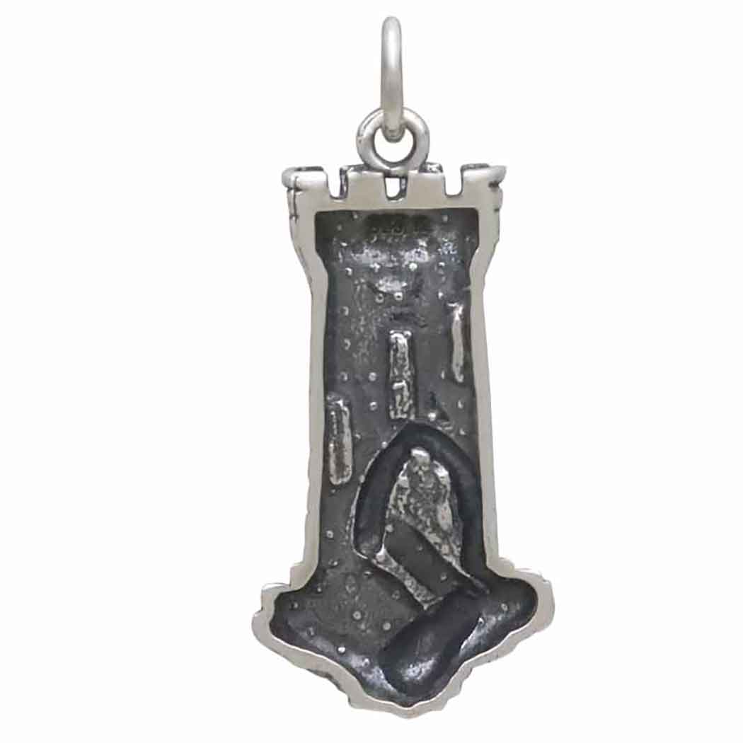 Sterling Silver Castle Tower Charm - Poppies Jewelry