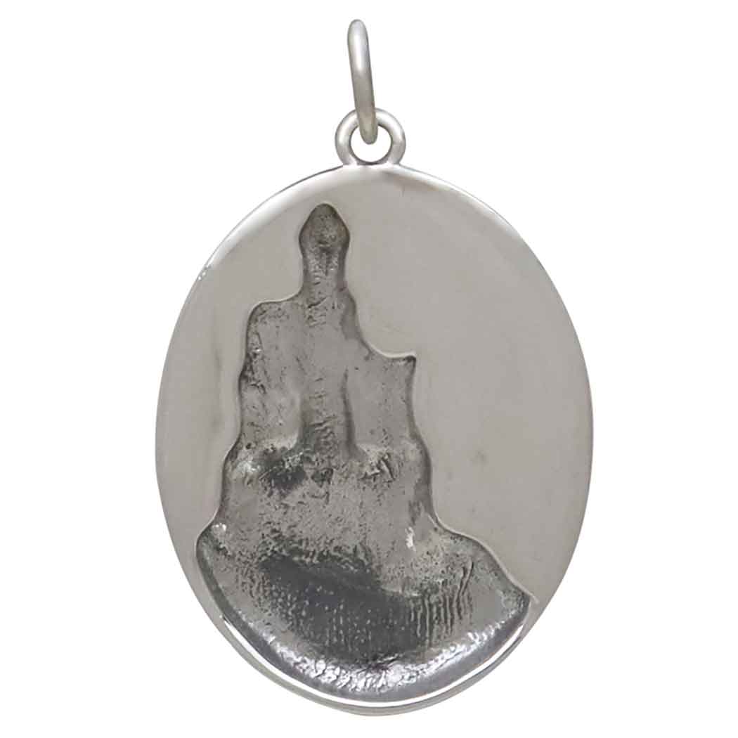 Sterling Silver Castle with Bronze Moon Charm - Poppies Jewelry