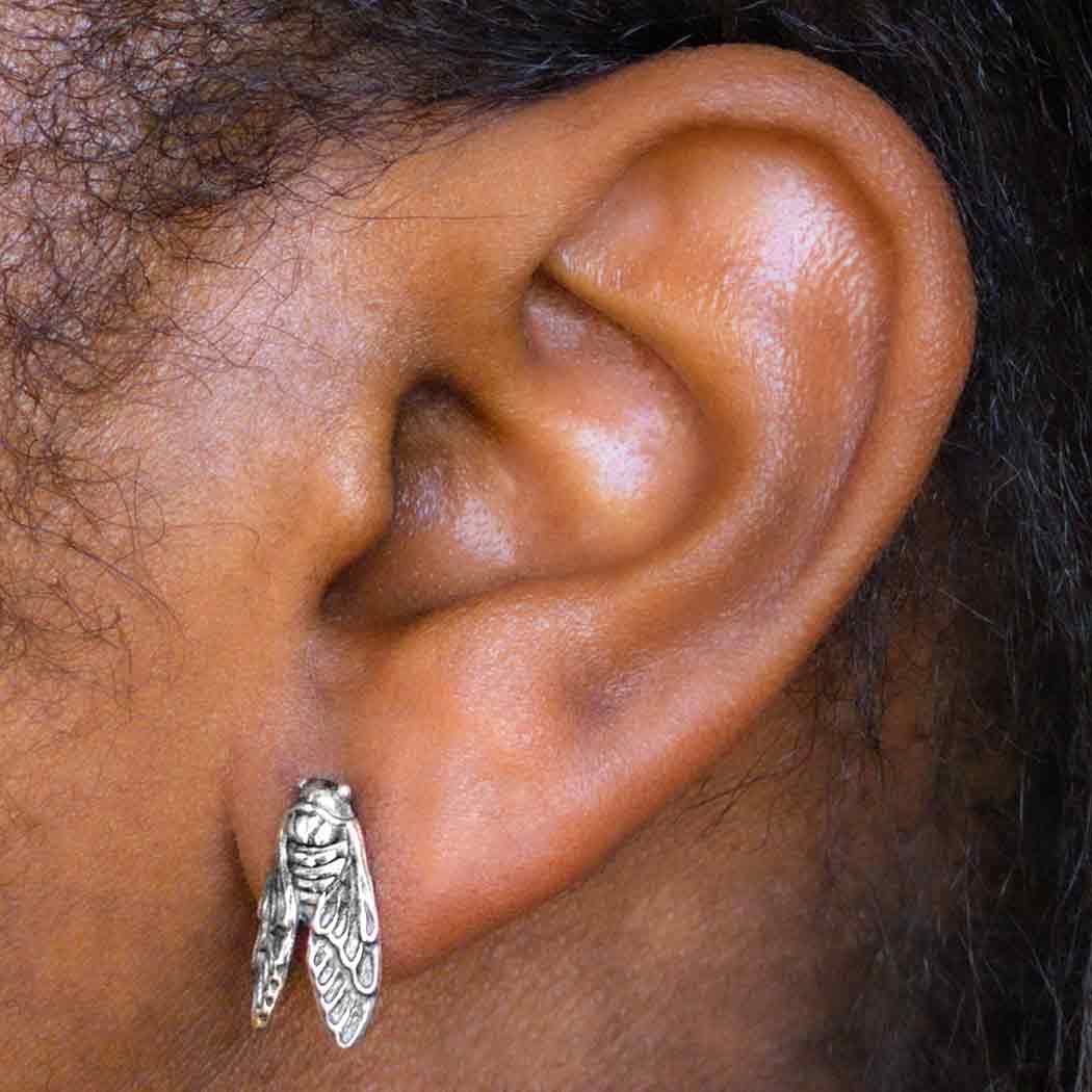 Sterling Silver Cicada Post Earrings - Poppies Jewelry