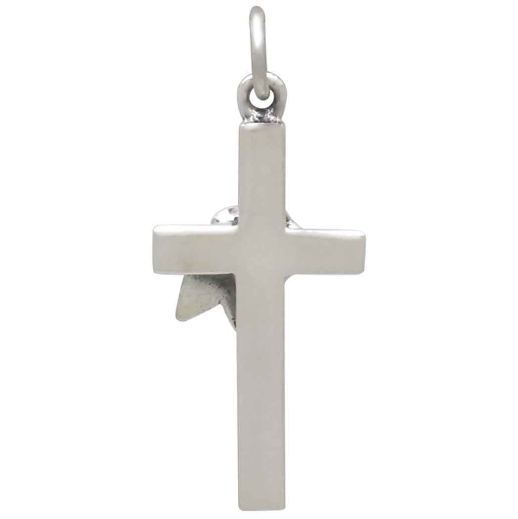 Sterling Silver Cross with Rose Charm - Tia Tynette Designs