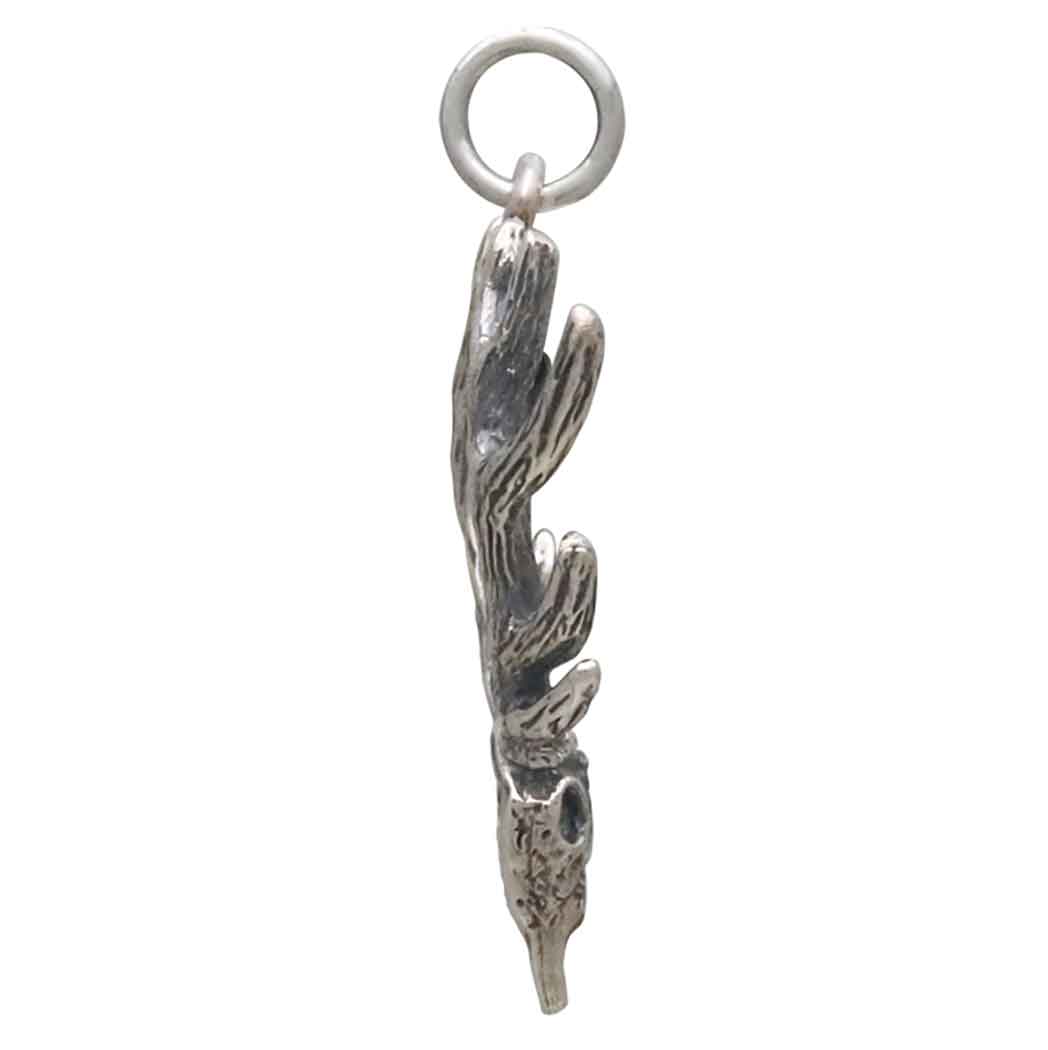 Sterling Silver Deer Skull with Antlers Pendant - Poppies Jewelry
