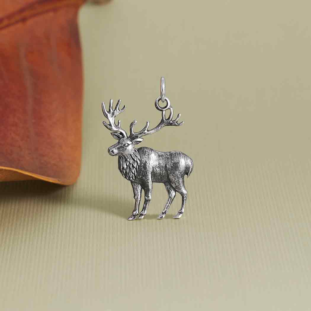 Sterling Silver Dimensional Elk Charm