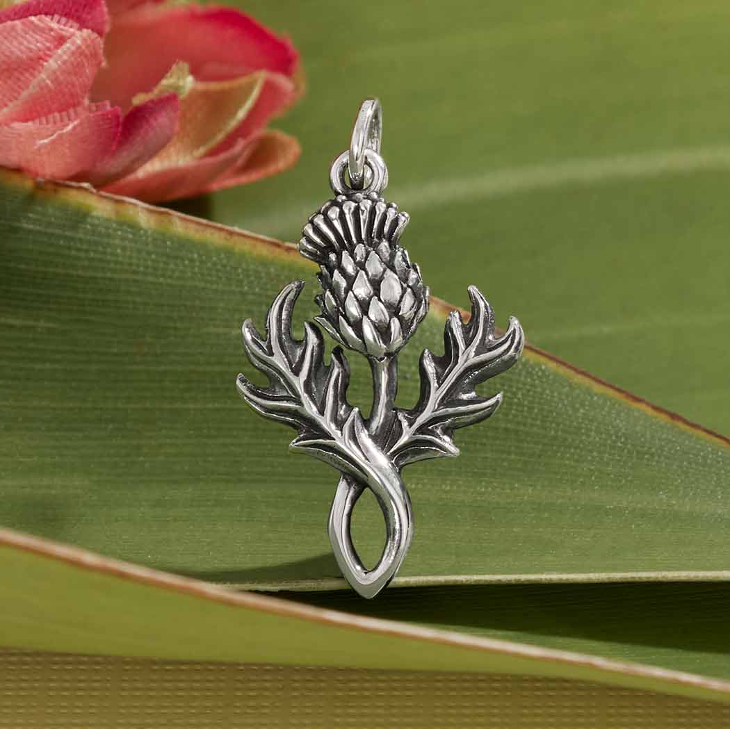 Sterling Silver Dimensional Thistle Charm
