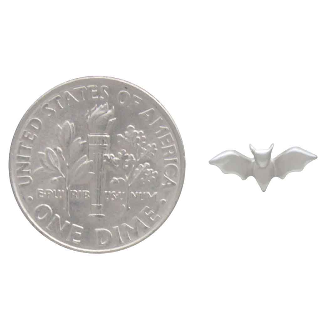 Sterling Silver Dimensional Tiny Bat Post Earrings