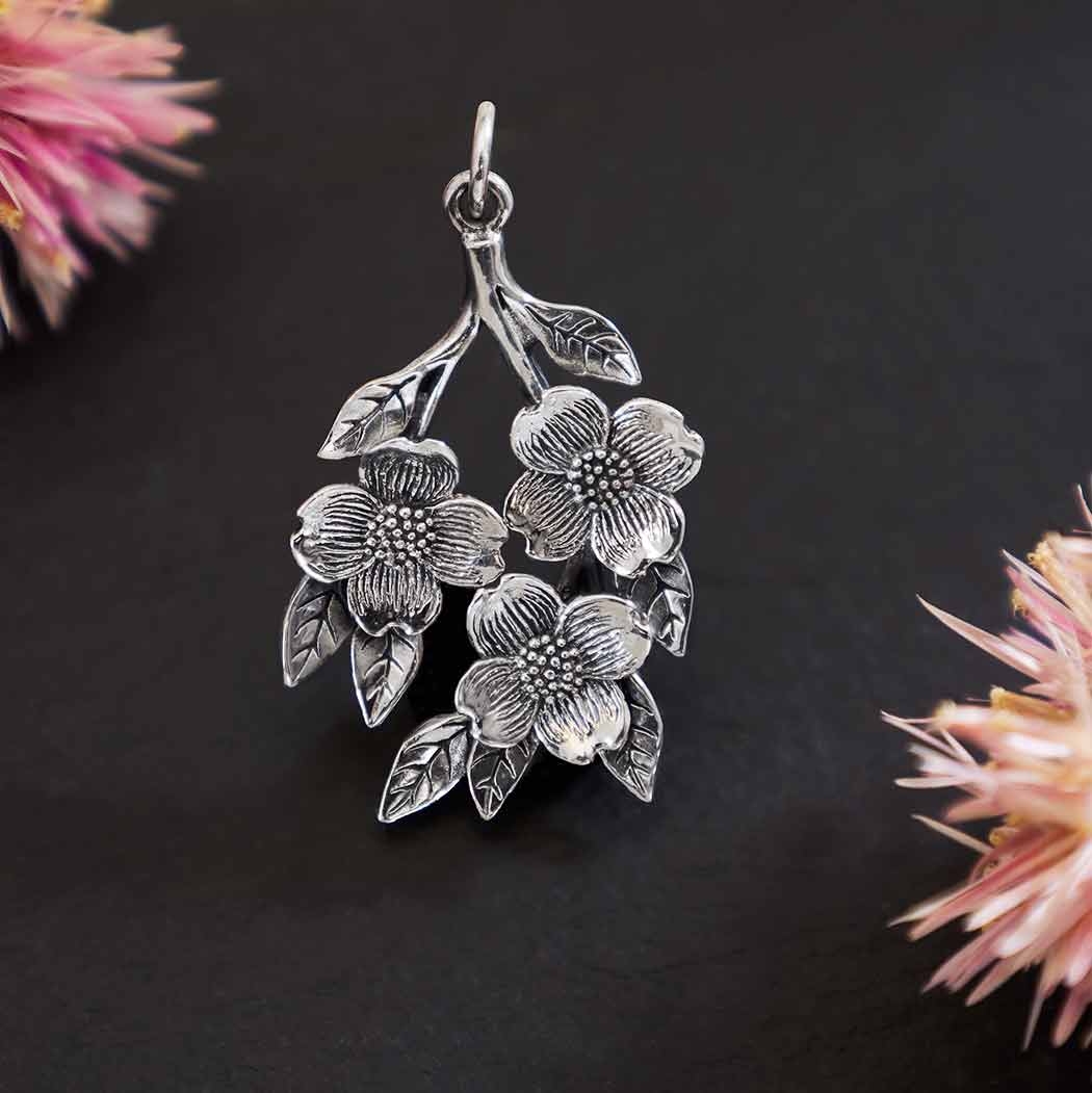 Sterling Silver Dogwood Flowers Pendant