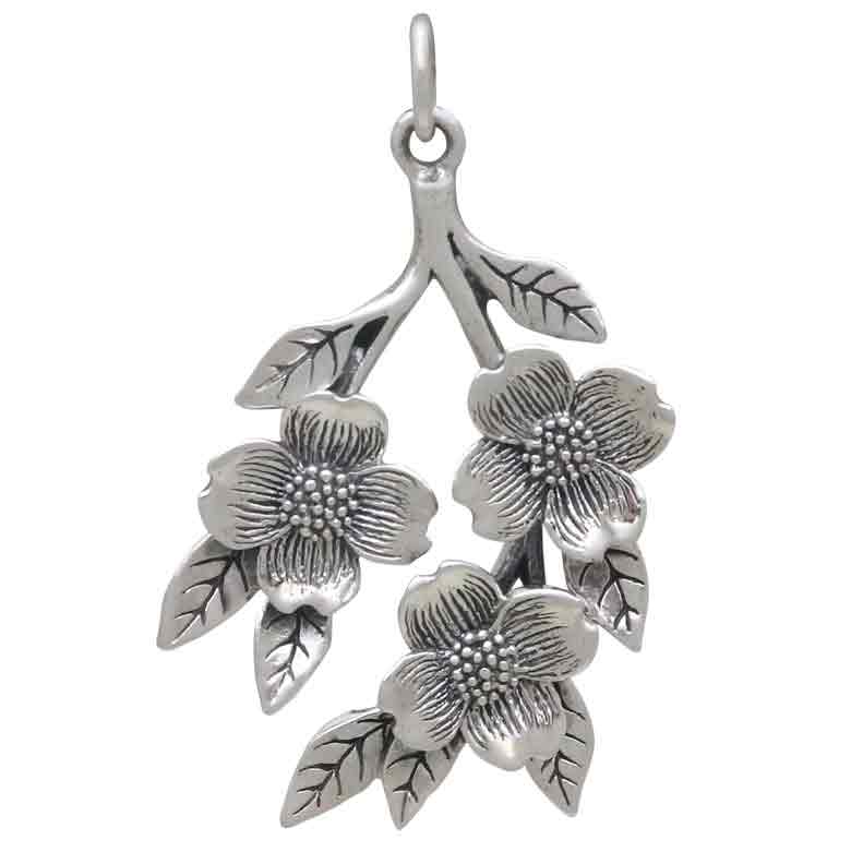 Sterling Silver Dogwood Flowers Pendant