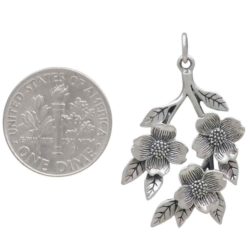 Sterling Silver Dogwood Flowers Pendant