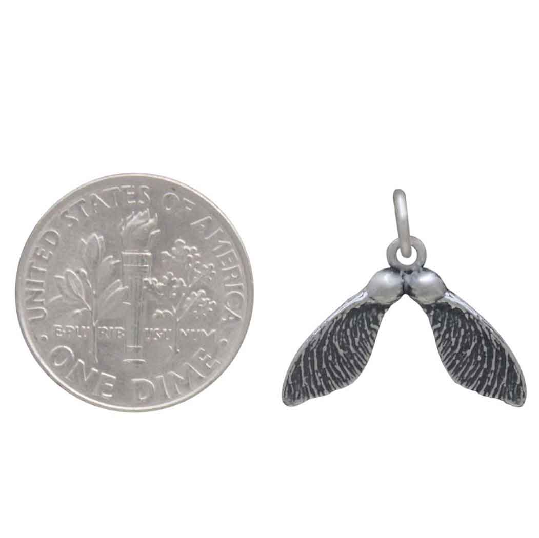 Sterling Silver Double Maple Seed Pod Charm - Tia Tynette Designs