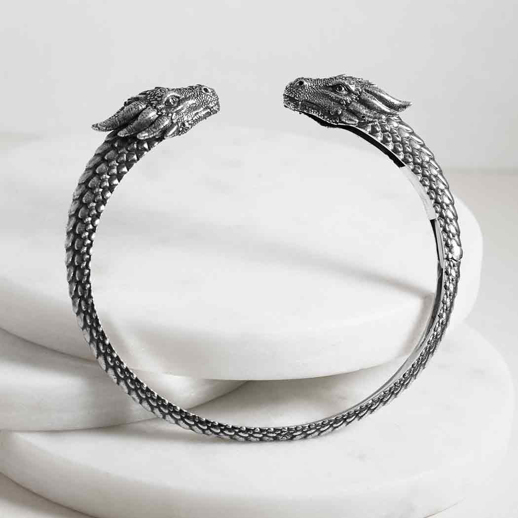 Sterling Silver Dragon Cuff Bracelet - Poppies Jewelry