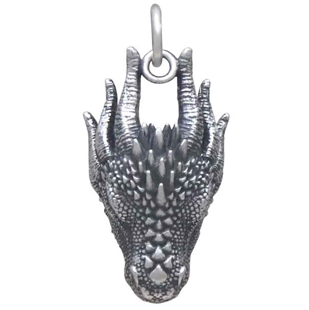 Sterling Silver Dragon Head Charm - Poppies Jewelry