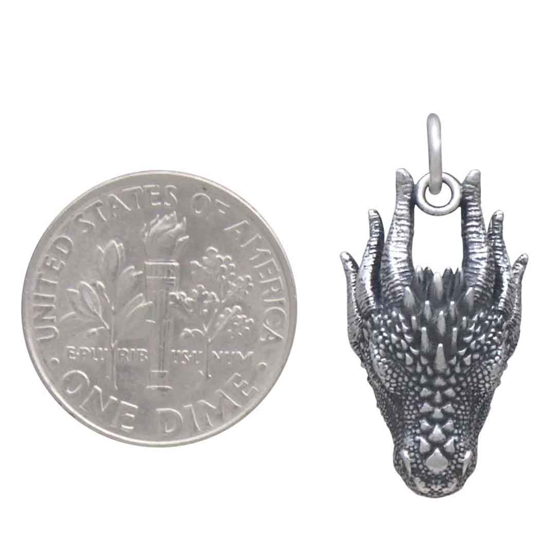 Sterling Silver Dragon Head Charm - Poppies Jewelry