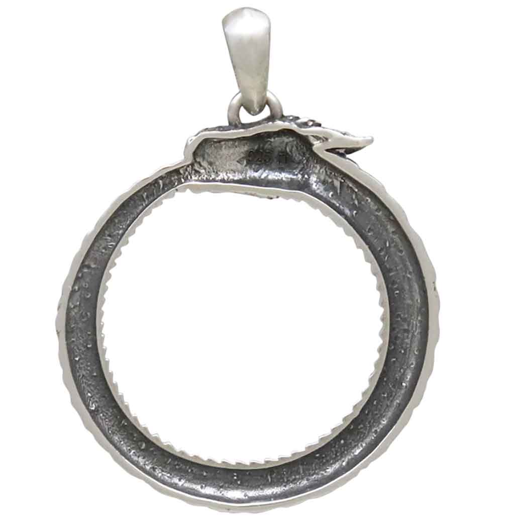 Sterling Silver Dragon Ouroboros Pendant - Poppies Jewelry