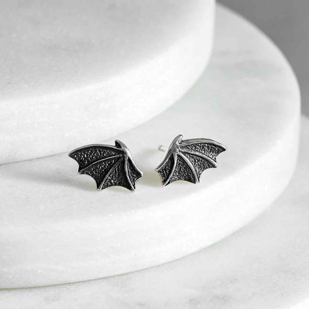 Sterling Silver Dragon Wing Post Earrings - Poppies Jewelry