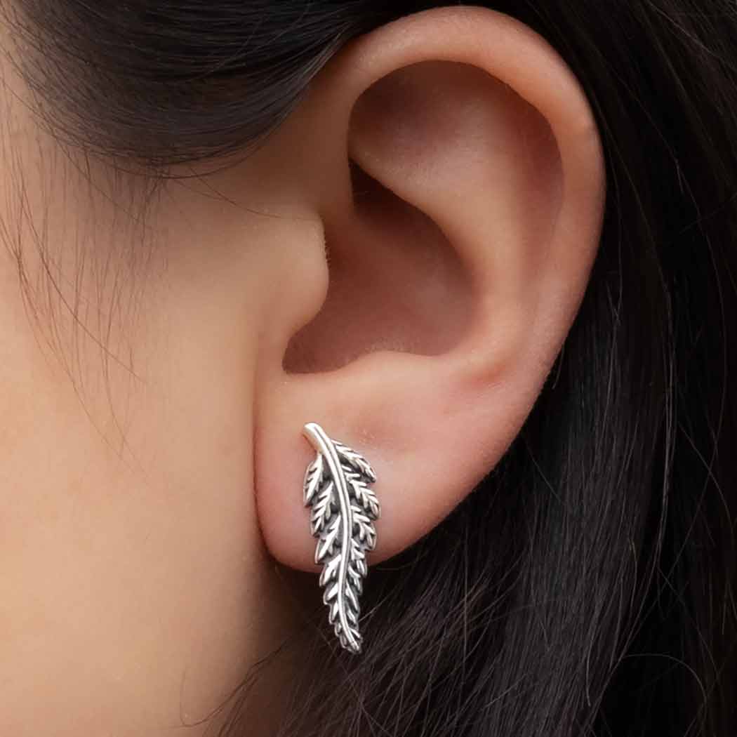 Sterling Silver Fern Post Earrings