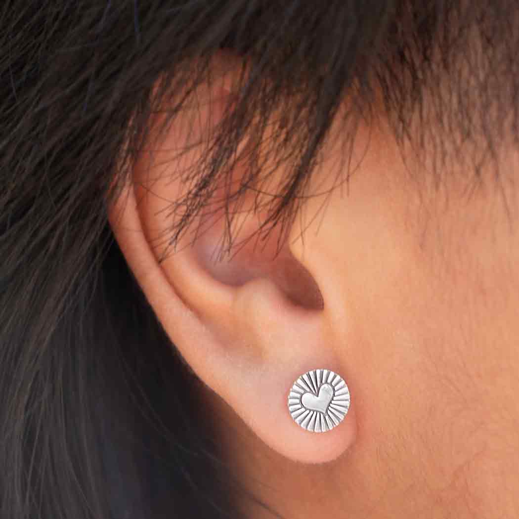 Sterling Silver Flat Radiant Heart Post Earrings - Poppies Jewelry