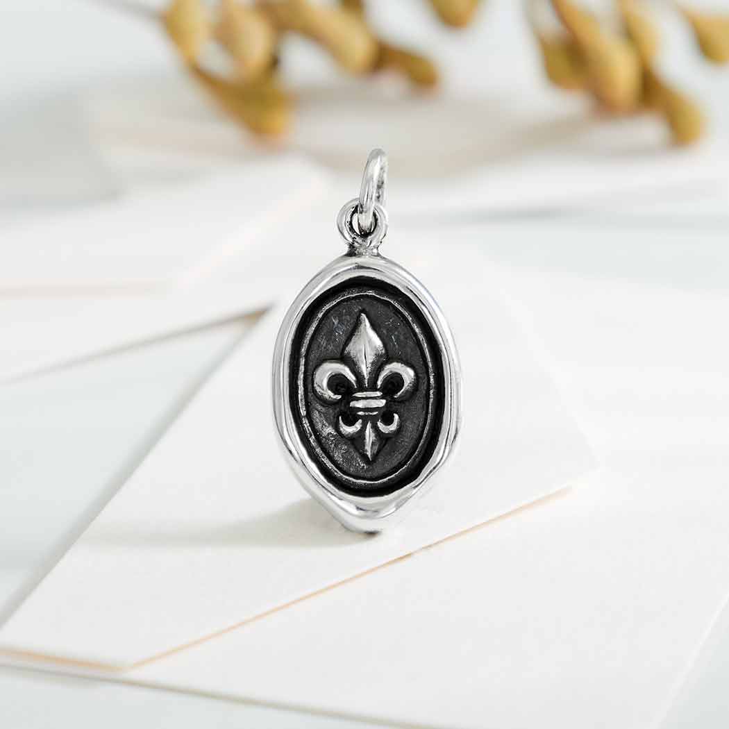 Sterling Silver Fleur de Lys Wax Seal Coin Charm