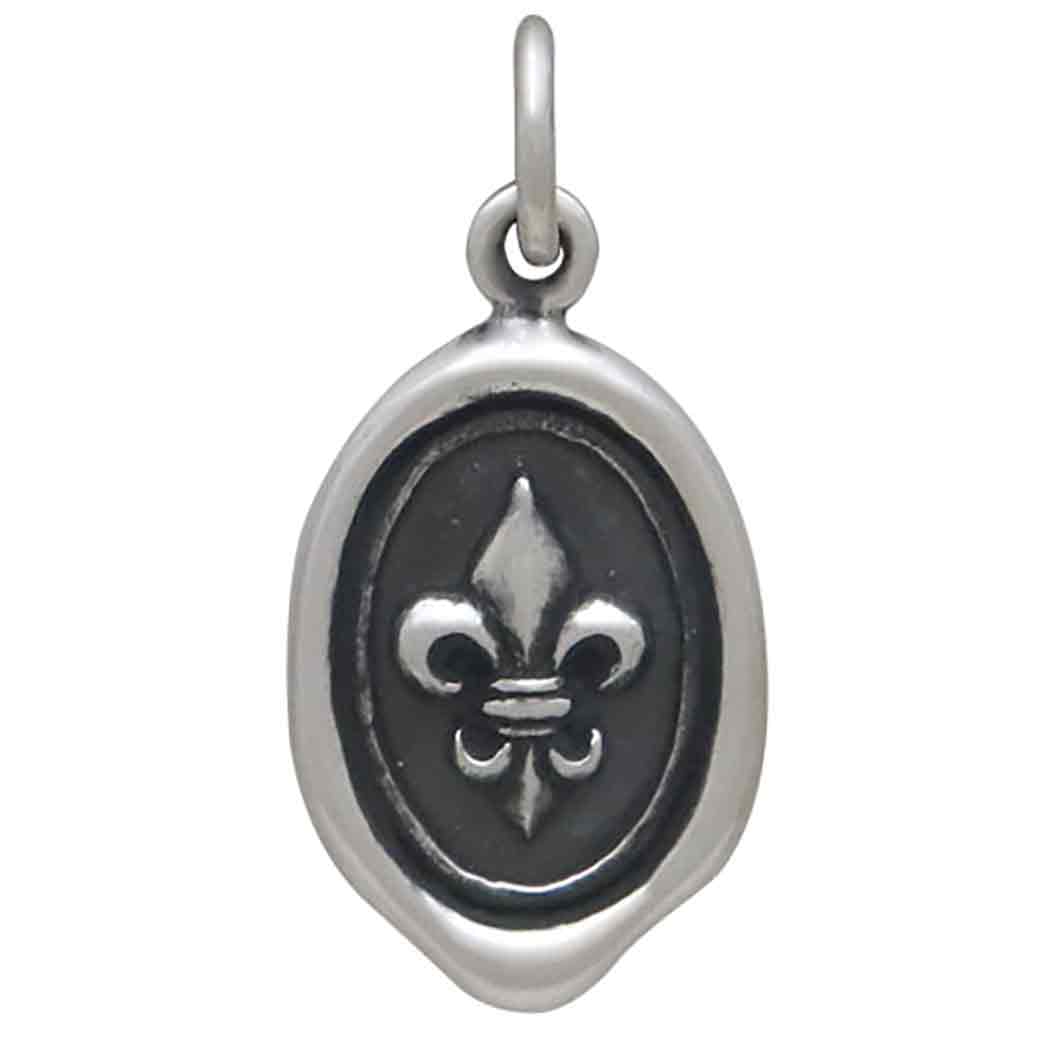 Sterling Silver Fleur de Lys Wax Seal Coin Charm