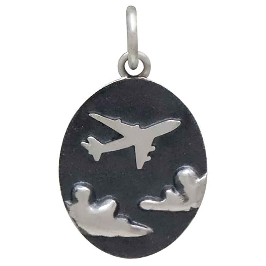 Sterling Silver Flying Airplane Pendant - Poppies Beads N' More