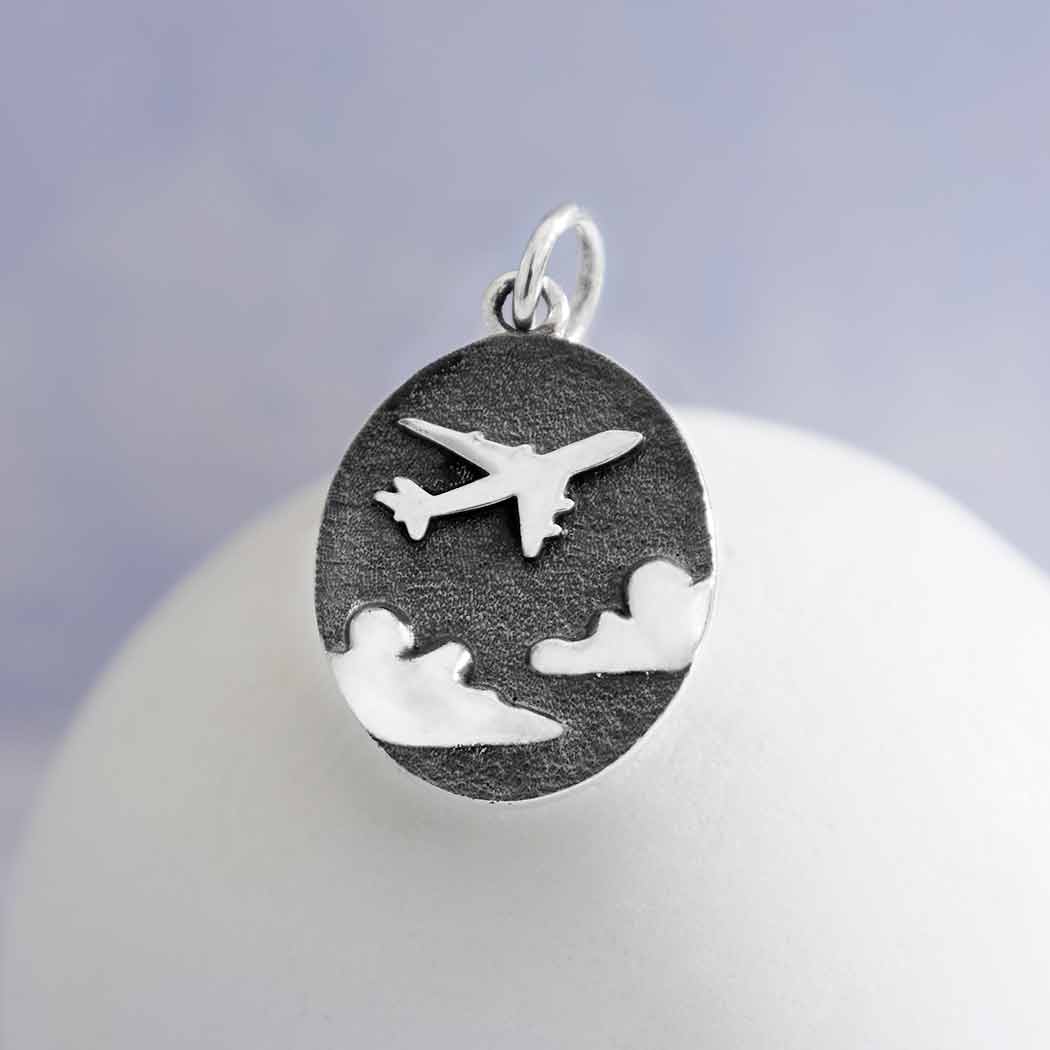 Sterling Silver Flying Airplane Pendant - Poppies Beads N' More