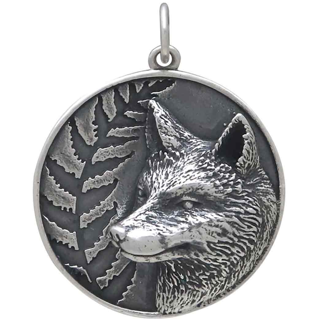 Sterling Silver Fox and Fern Pendant