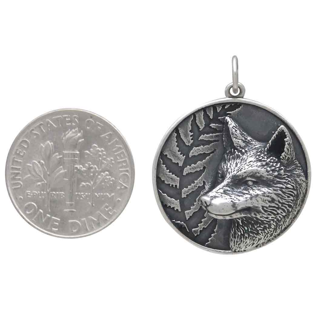 Sterling Silver Fox and Fern Pendant