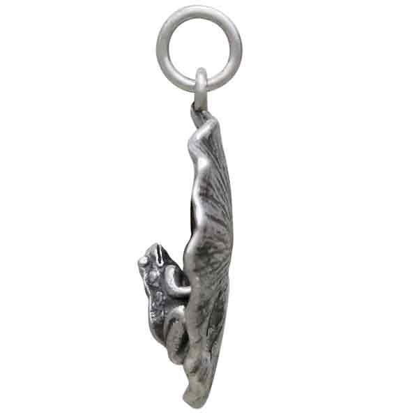 Sterling Silver Frog on Lily Pad Charm - Poppies Jewelry