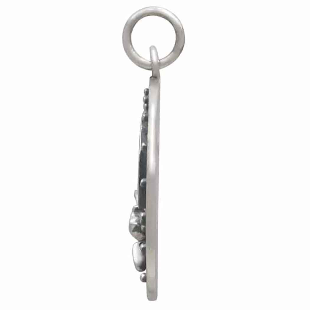 Sterling Silver Full Moon and Bat Charm