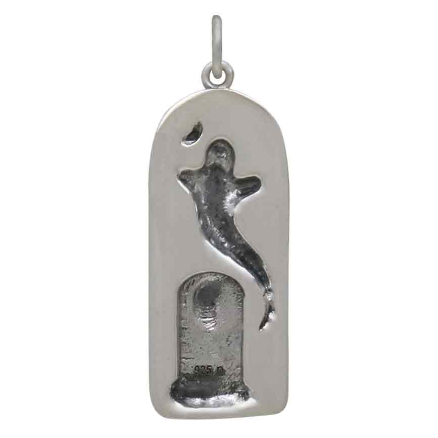 Sterling Silver Ghost in Graveyard Charm - Poppies Jewelry