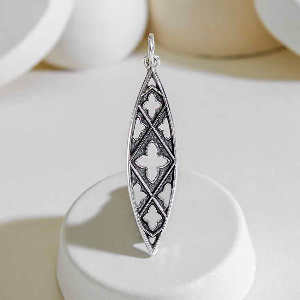 Sterling Silver Gothic Marquis Pendant - Tia Tynette Designs