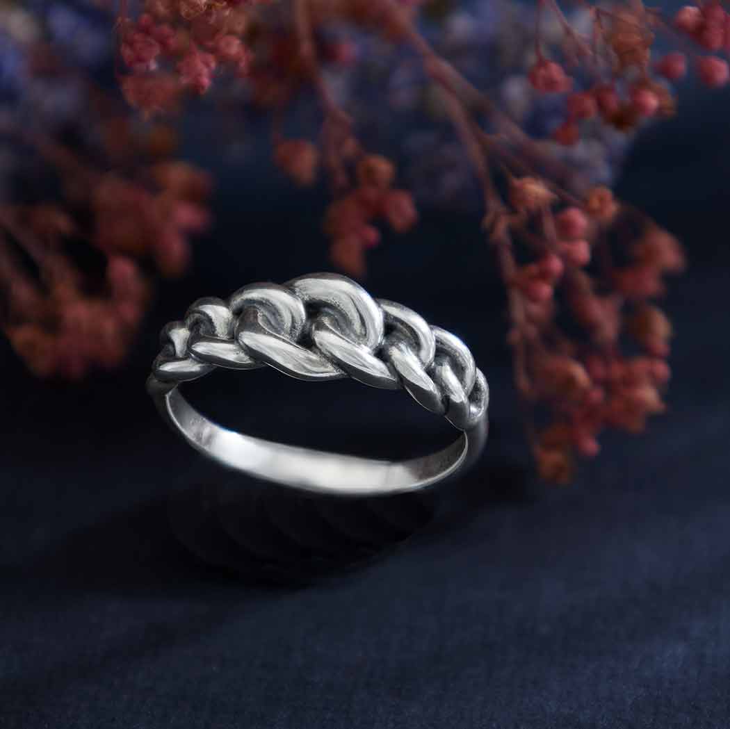 Sterling Silver Graduated Chain Link Ring - Poppies Jewelry 