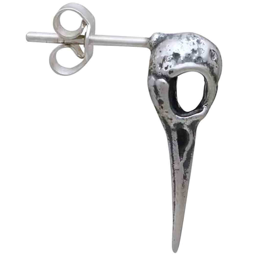 Sterling Silver Hummingbird Skull Post Earrings