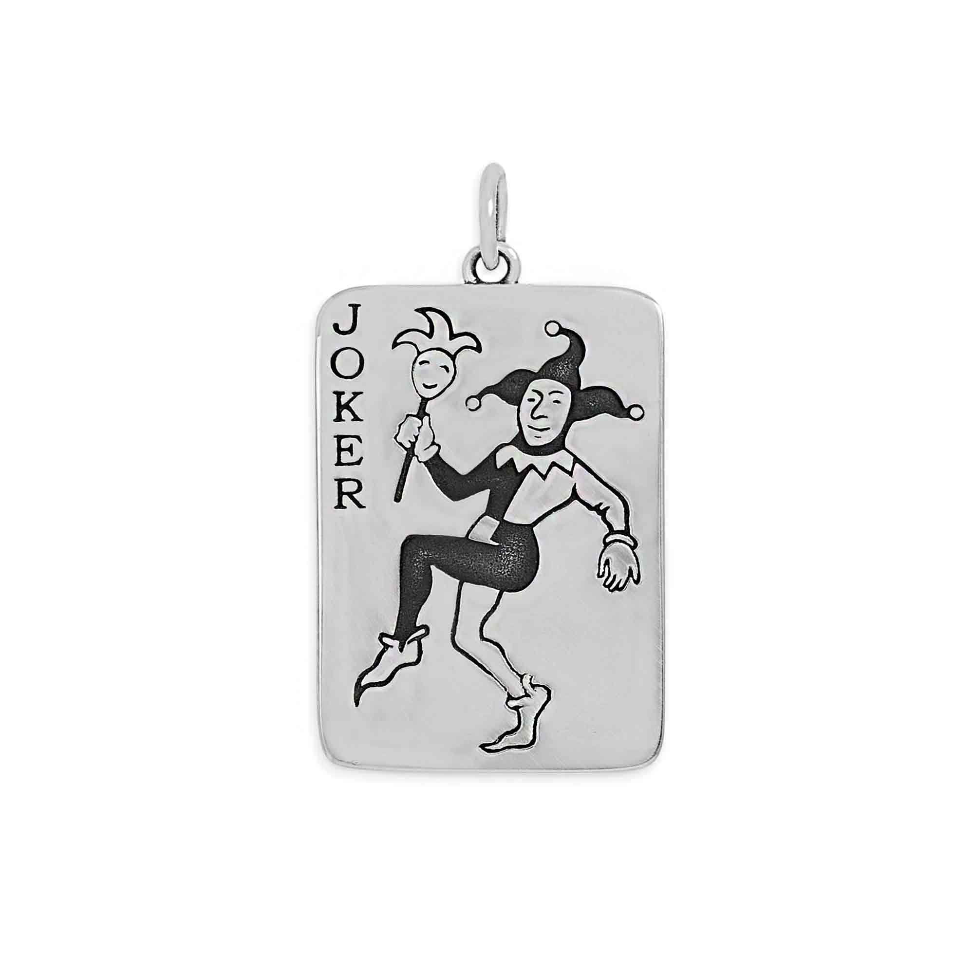 Sterling Silver Joker Playing Card Pendant