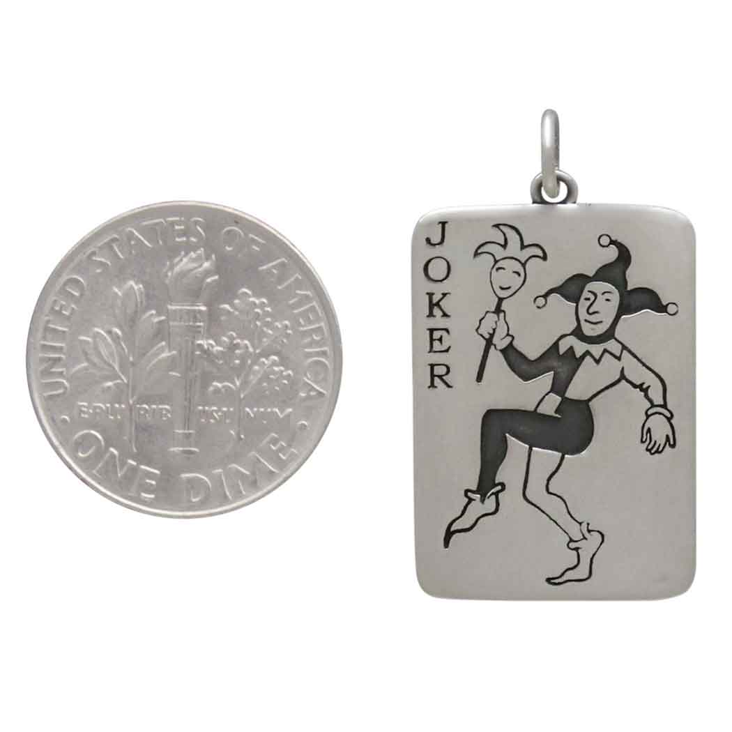 Sterling Silver Joker Playing Card Pendant