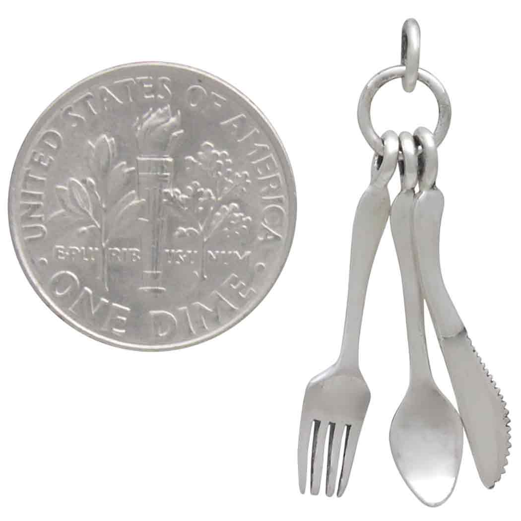 Sterling Silver Knife Spoon and Fork Charm