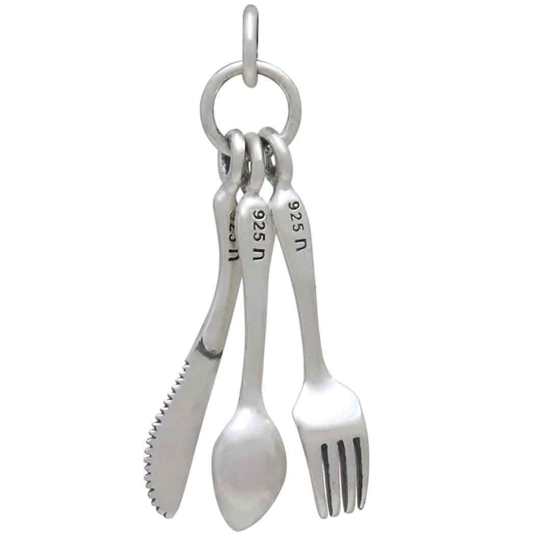 Sterling Silver Knife Spoon and Fork Charm
