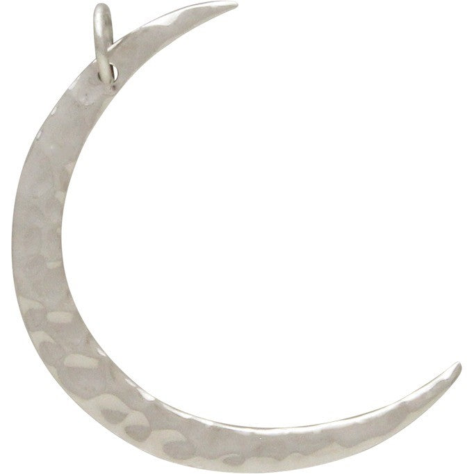 Large Hammered Crescent Moon Charm