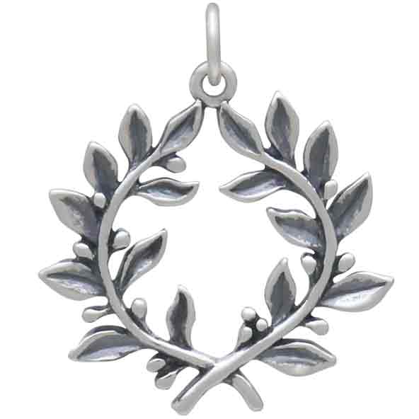 Sterling Silver Laurel Wreath Pendant - Poppies Beads N' More 