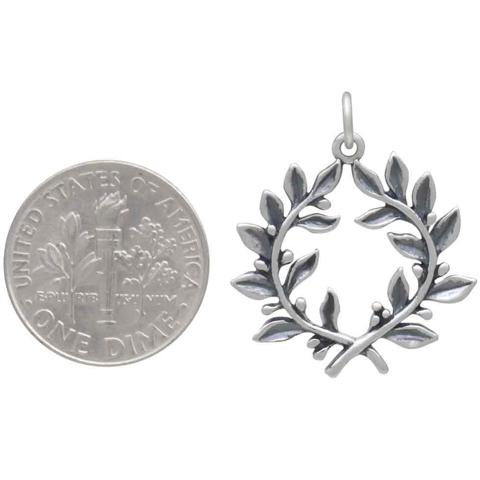 Sterling Silver Laurel Wreath Pendant - Poppies Beads N' More 