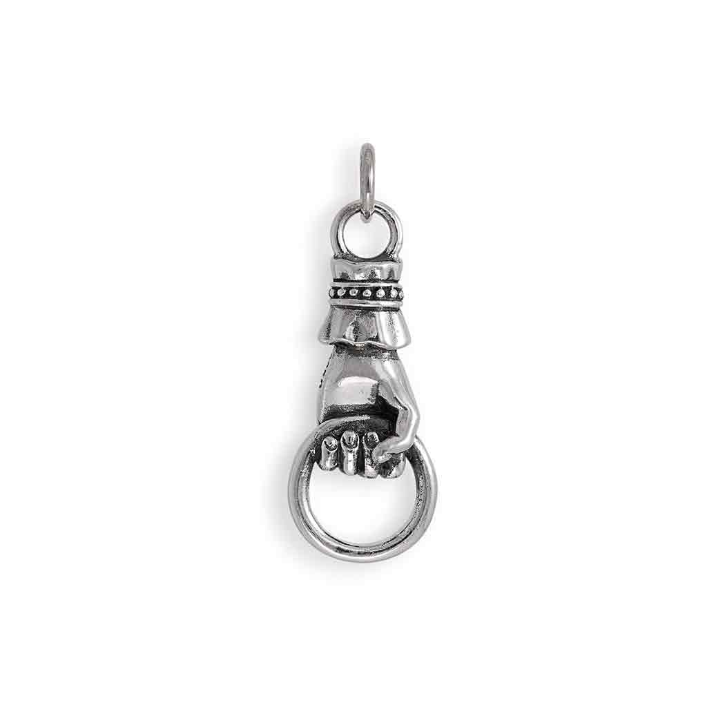 Sterling Silver Hand Link Holding a Ring