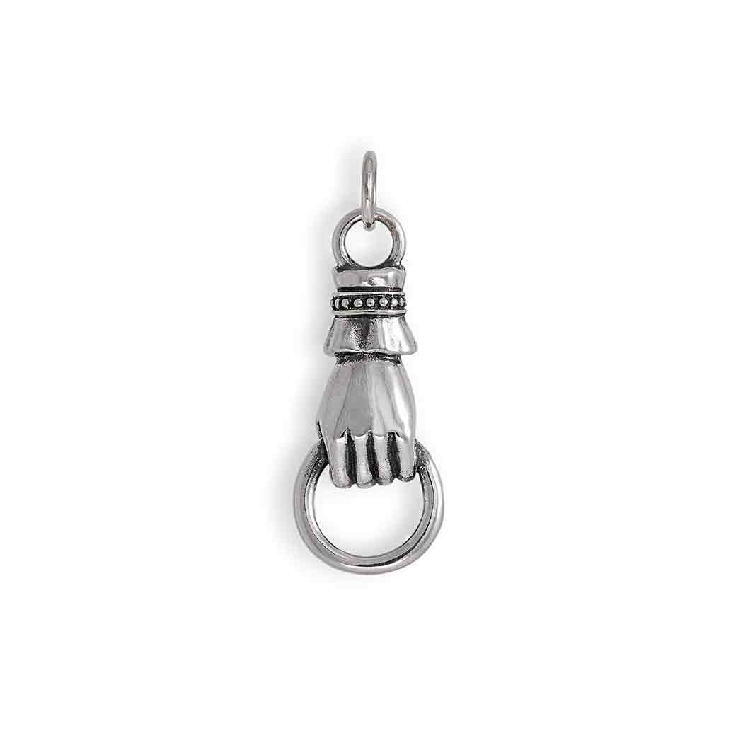 Sterling Silver Hand Link Holding a Ring