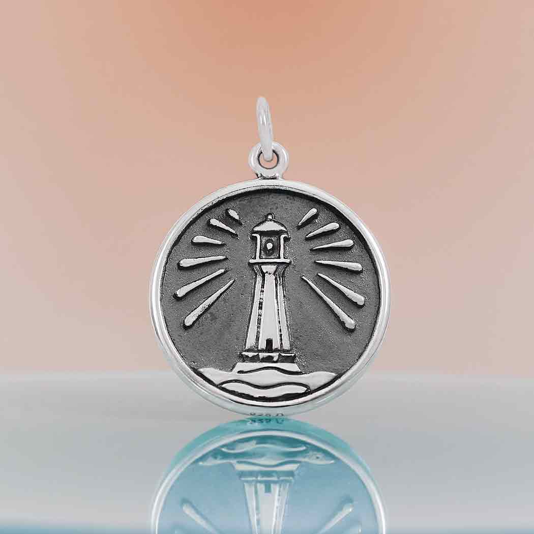 Sterling Silver Lighthouse Pendant - Poppies Jewelry