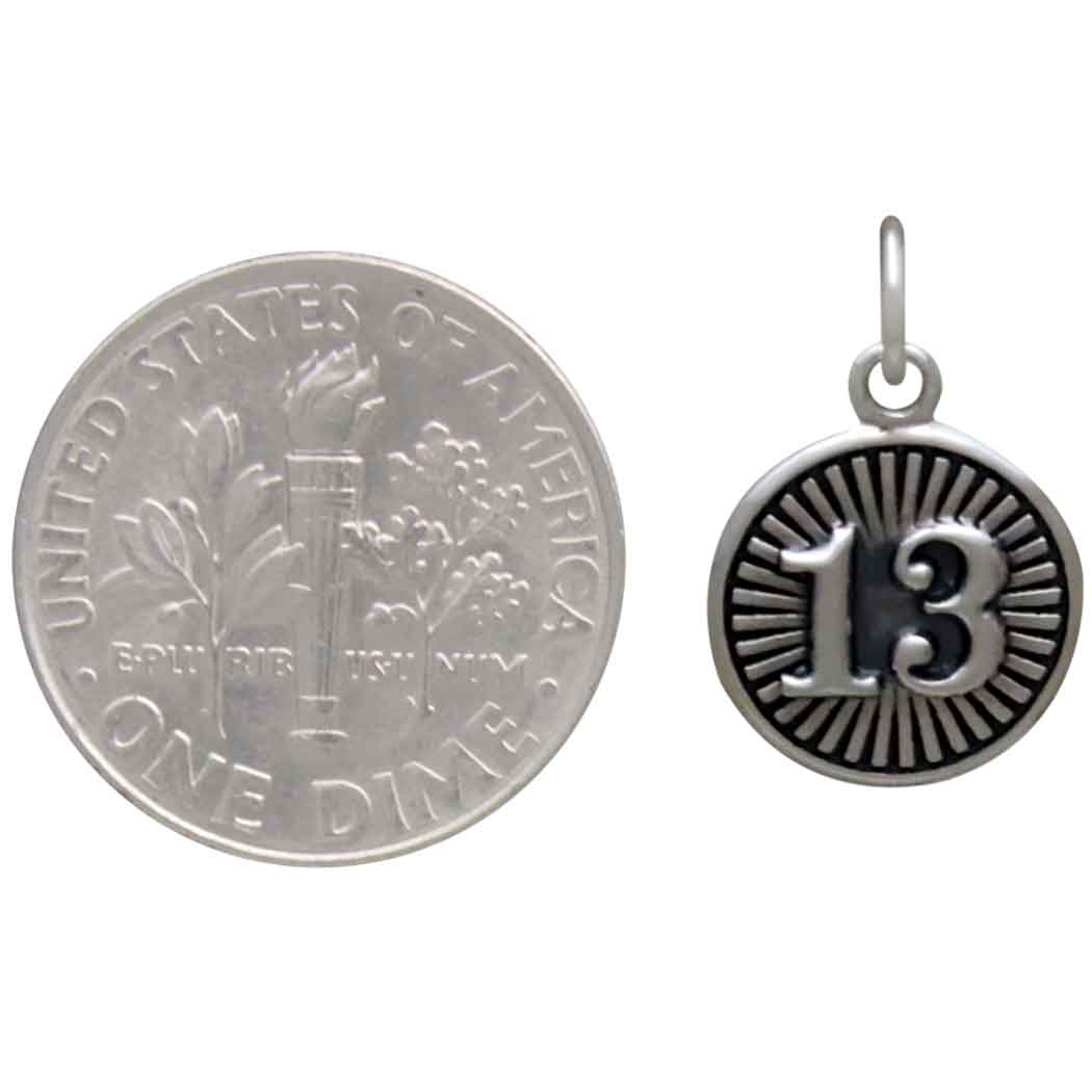 Sterling Silver Lucky 13 Coin Charm - Poppies Jewelry